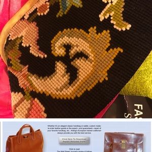 Vintage needlepoint bag by art bag colorful old time piece clutch flower,